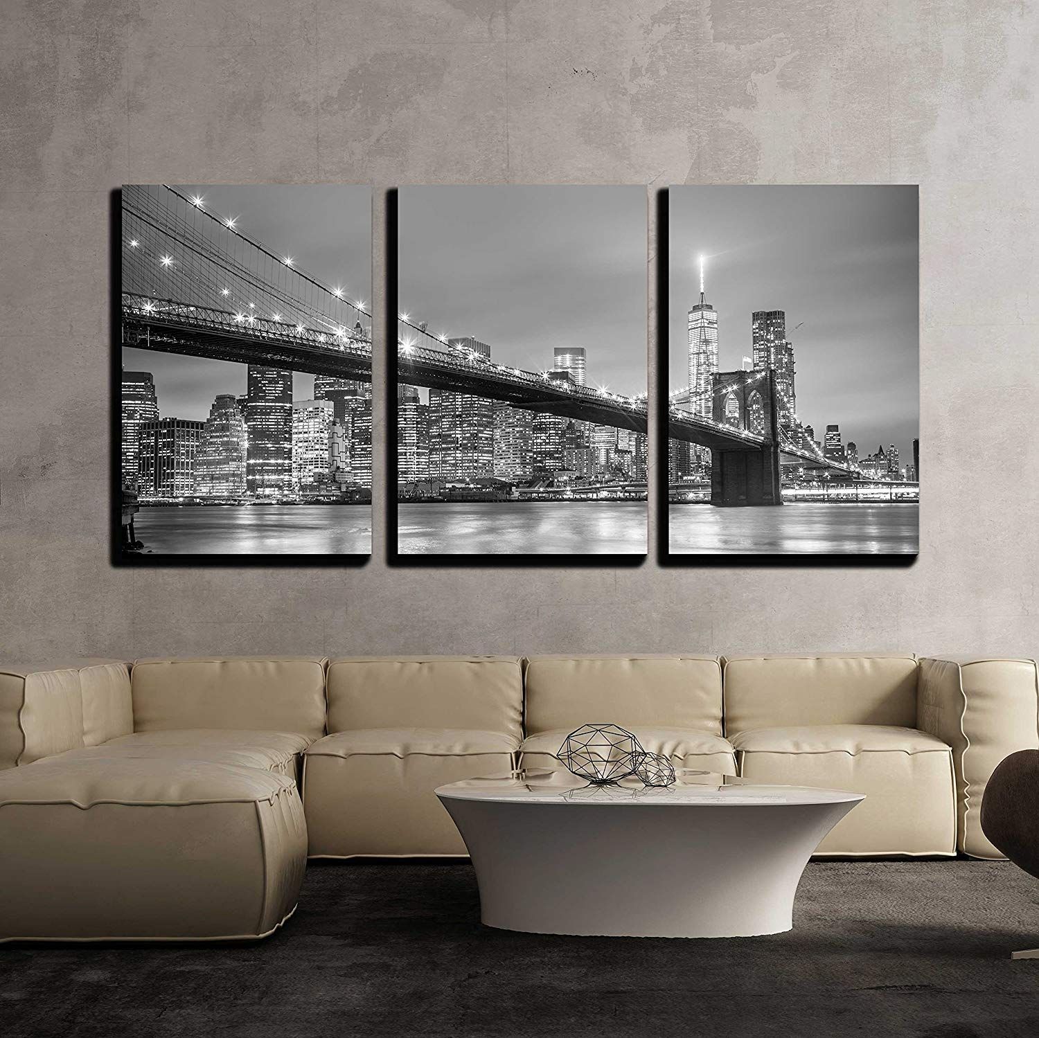 Wall26 3 Panels Canvas Art Black And White City Landscape Prints Modern Wall  Art Decor, 24 X 36 Inch – Walmart Pertaining To Town Wall Art (View 15 of 15)