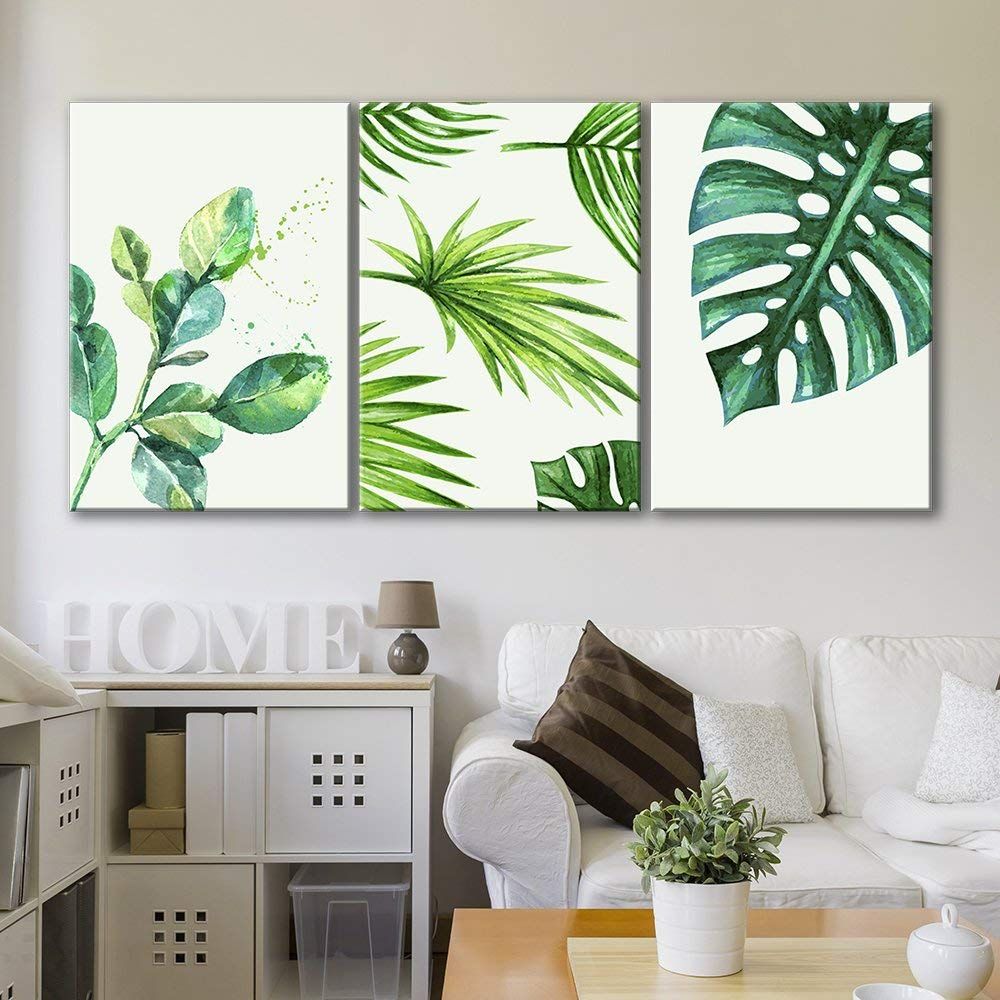 Wall26 Style Green Tropical Leaves – Canvas Art Wall Decor – 16"x24"x3  Panels – Walmart With Regard To Tropical Leaves Wall Art (View 9 of 15)