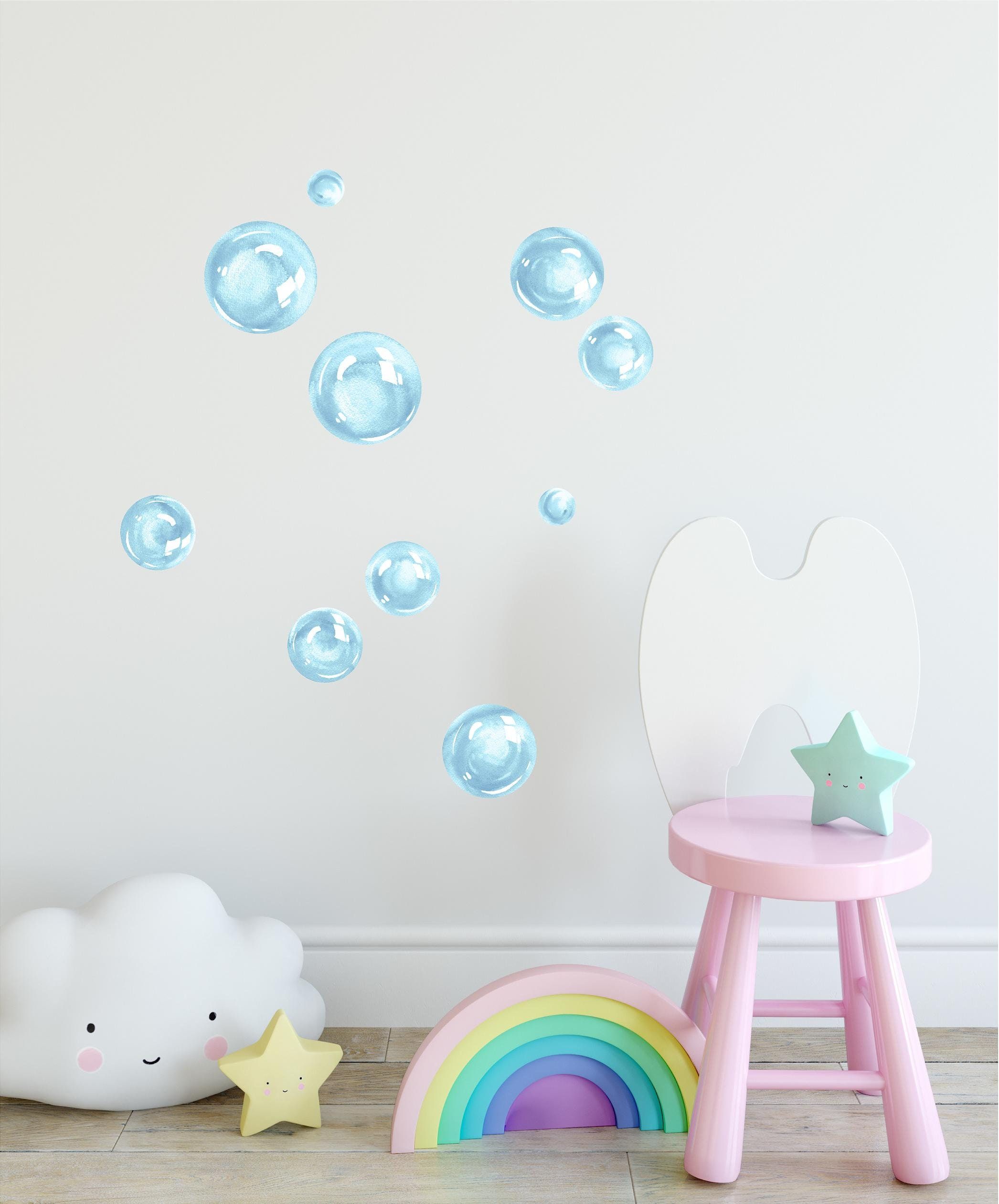 Watercolor Blue Bubbles Wall Decal Set Ocean Sea Bubble Fabric – Etsy Inside Bubble Wall Art (View 5 of 15)