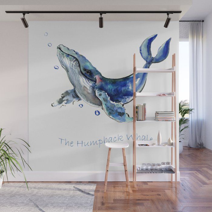 Whale Artowrk, Humpback Whale Wall Muralsurenart | Society6 In Whale Wall Art (View 12 of 15)