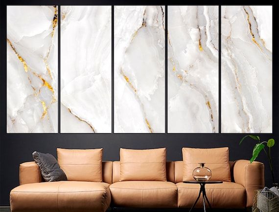 White Gold Marble Watercolor Print Marble Wall Art Framed – Etsy Italia Throughout Watercolor Wall Art (View 7 of 15)