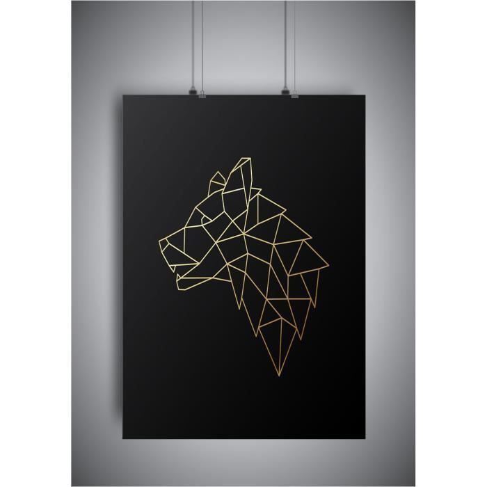 Wolf Loup Golden Geometric Wall Art Poster – A4 (21x29,7cm) – Cdiscount  Maison In Modern Geometric Wall Art (View 13 of 15)