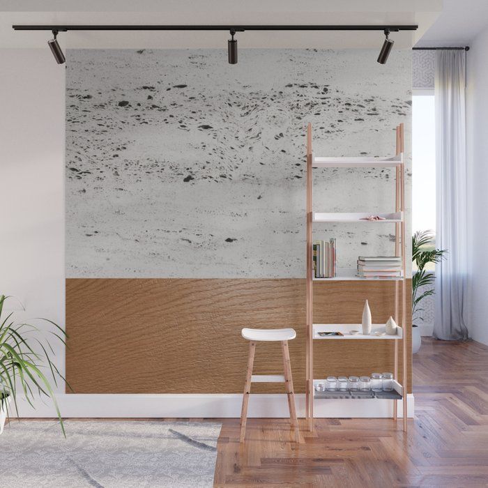 Wood And Concrete #1 #minimal #decor #art #society6 Wall Mural Anitabellajantzart | Society6 | Wall Murals, Wood And Concrete, Minimal  Decor Intended For Concrete And Wood Wall Art (View 13 of 15)