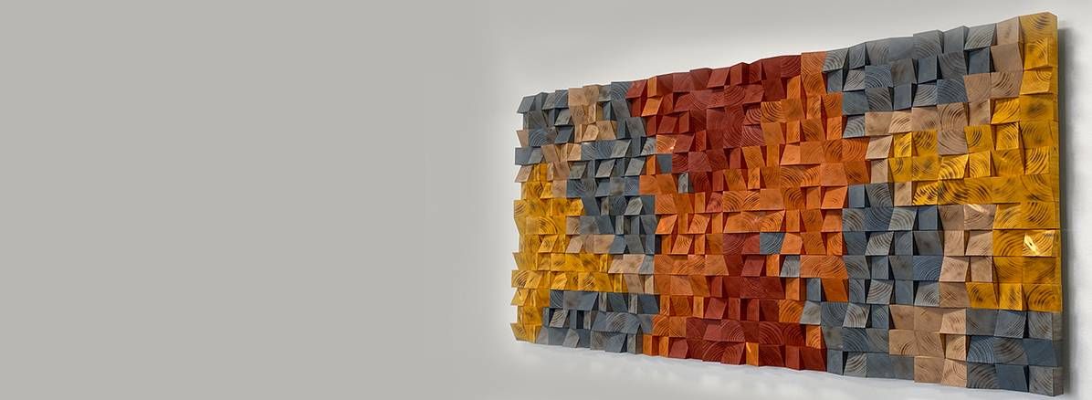 Wood Block 3d Mosaic Art – Wooden Wall Mosaics – Wooden Sound Diffusers With Woodblock Wall Art (View 7 of 15)