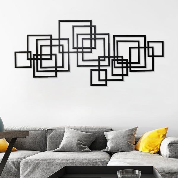 47.2" Modern Rectangle Black Wall Decor Minimalist Metal Geometric Art For  Living Room Homary Within Black Minimalist Wall Art (Photo 9 of 15)