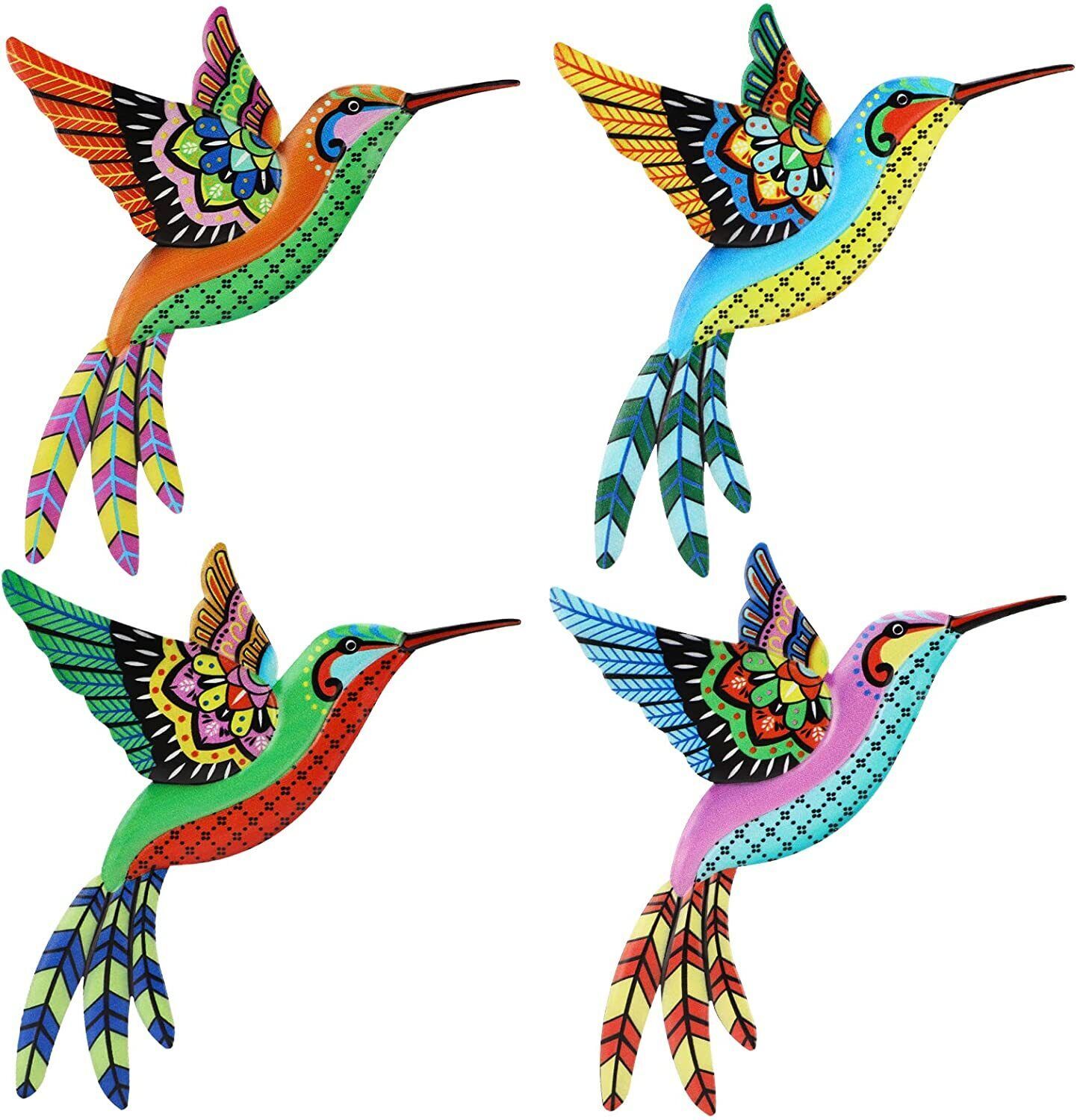 4x Metal Hummingbird Wall Decor 3d Colorful Birds Outdoor Wall Sculpture  Decor | Ebay With Regard To 3d Metal Colorful Birds Sculptures (Photo 12 of 15)