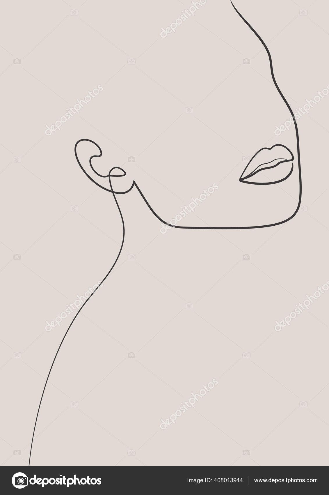 Abstract Woman Face Portrait Minimalistic One Line Style Female Wall Stock  Illustration©b3bab3ba (View 7 of 15)