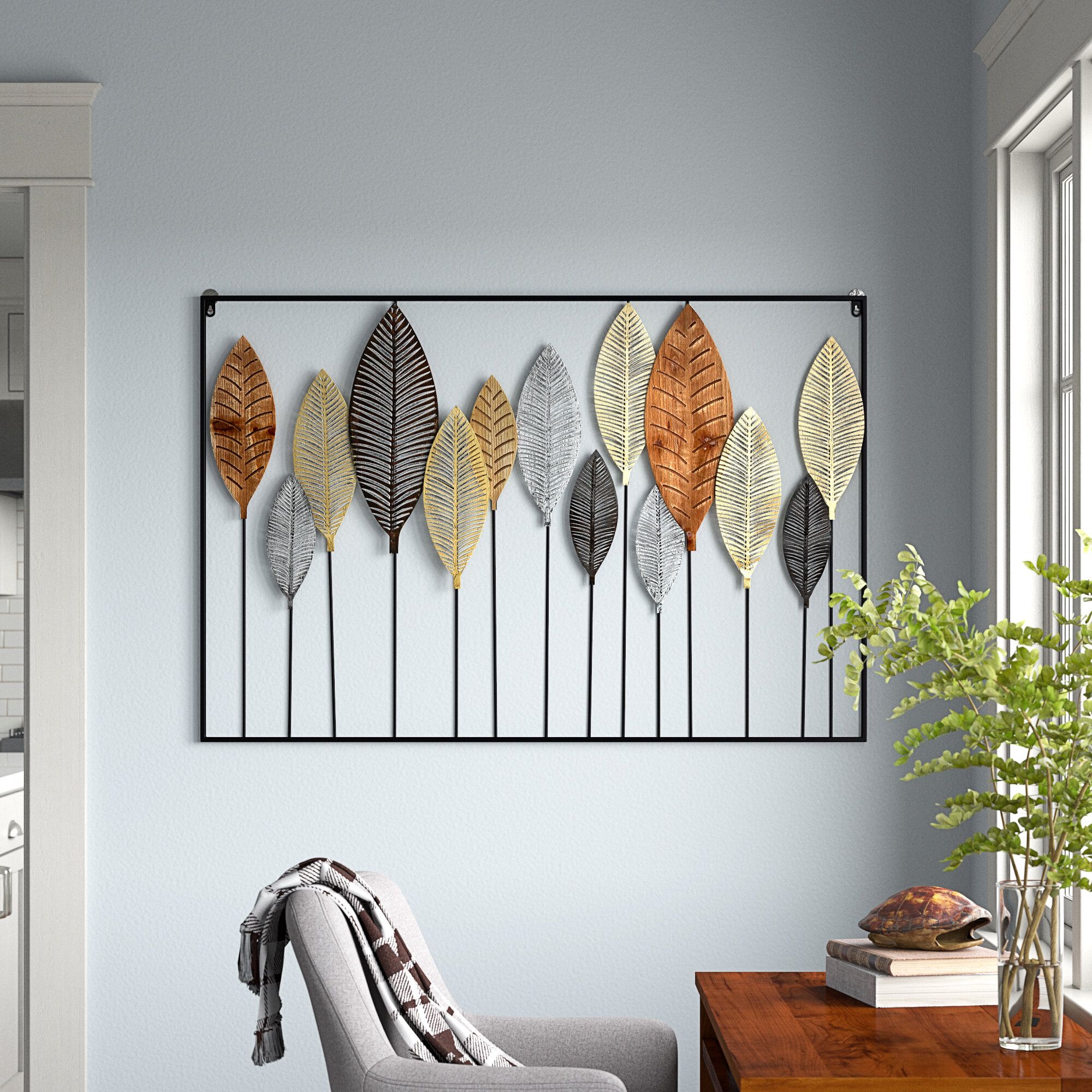 Andover Mills™ Multi Colored Metal Tall Cut Out Leaf Wall Décor With Intricate  Laser Cut Designs 47" X 1" X 32" & Reviews | Wayfair Regarding Intricate Laser Cut Wall Art (Photo 1 of 15)