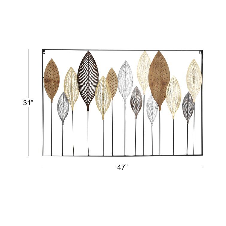 Andover Mills™ Multi Colored Metal Tall Cut Out Leaf Wall Décor With  Intricate Laser Cut Designs 47" X 1" X 32" & Reviews | Wayfair Regarding Tall Cut Out Leaf Wall Art (View 15 of 15)