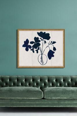 Anenome Navy Floral Silhouette Wall Art In Abstract Silhouette Wall Sculptures (Photo 12 of 15)