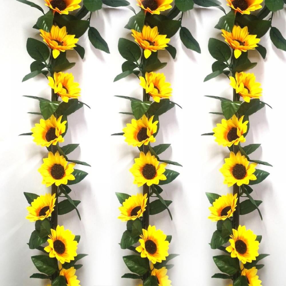 Artificial Sunflower Garland Hanging Sunflower Vines 10 Big Sun Flowers  Wedding Party Garden Birthday Party Decor Home Office Fake Hanging Plants –  Walmart With Hanging Sunflower (View 13 of 15)