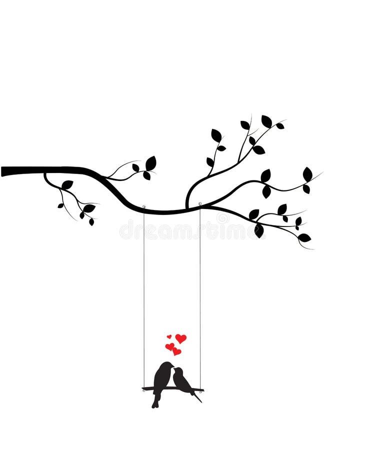 Birds Couple Silhouette Vector, Birds On Swing On Branch, Wall Decals, Birds  In Love, Wall Art, Art Decor (View 6 of 15)