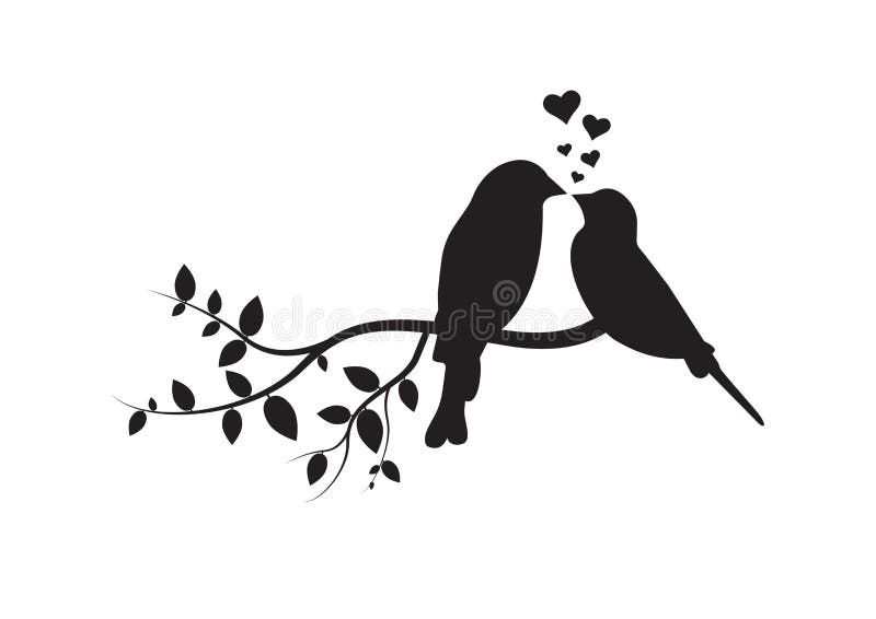 Birds On Branch, Wall Decals, Couple Of Birds In Love, Birds Silhouette On  Branch And Hearts Illustration Stock Vector – Illustration Of Romantic,  Design: 139552848 Regarding Silhouette Bird Wall Art (View 3 of 15)
