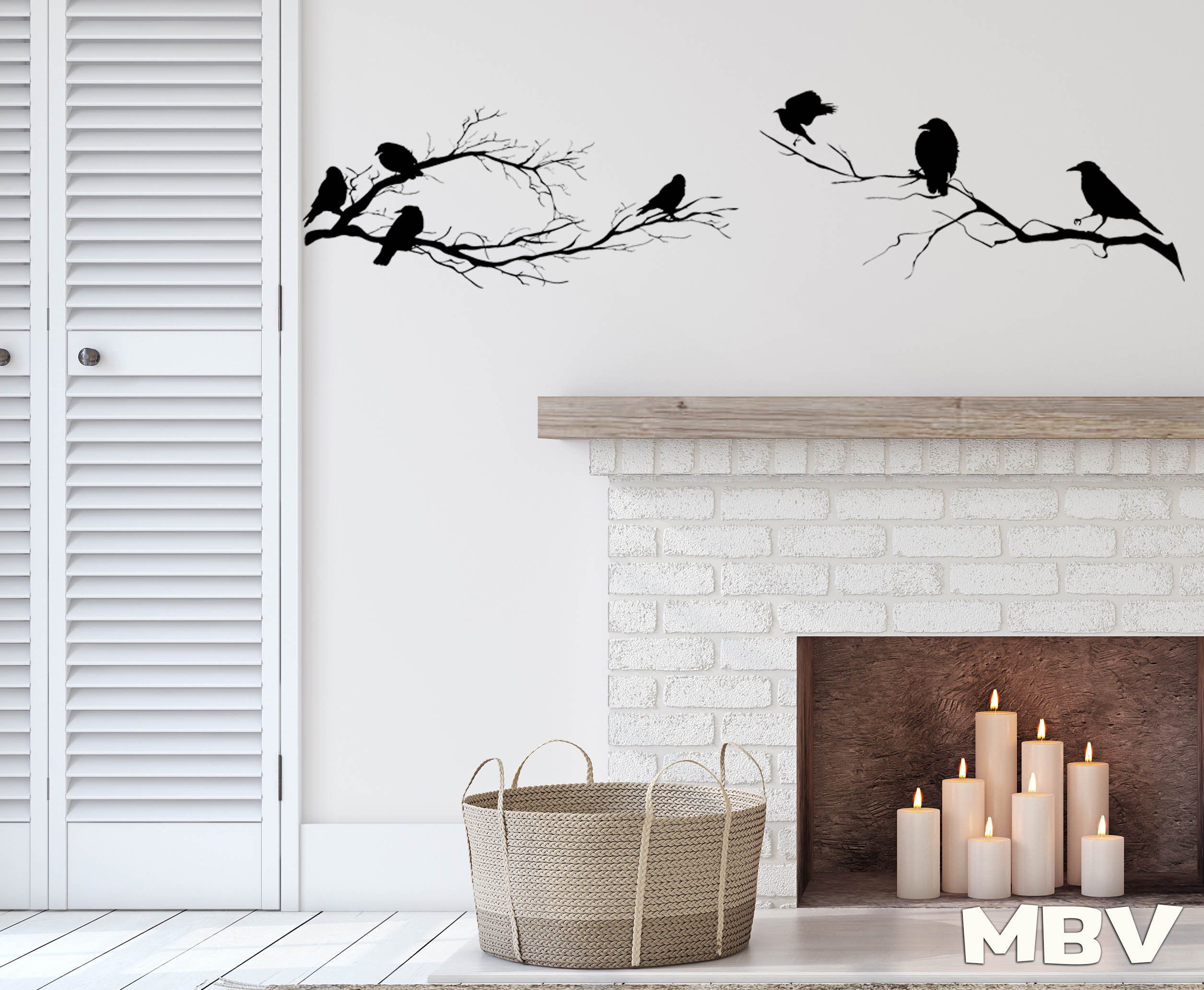 Birds On Branch Wall Decor Tree Branches Birds Wall Art – Etsy Hong Kong With Bird On Tree Branch Wall Art (View 15 of 15)