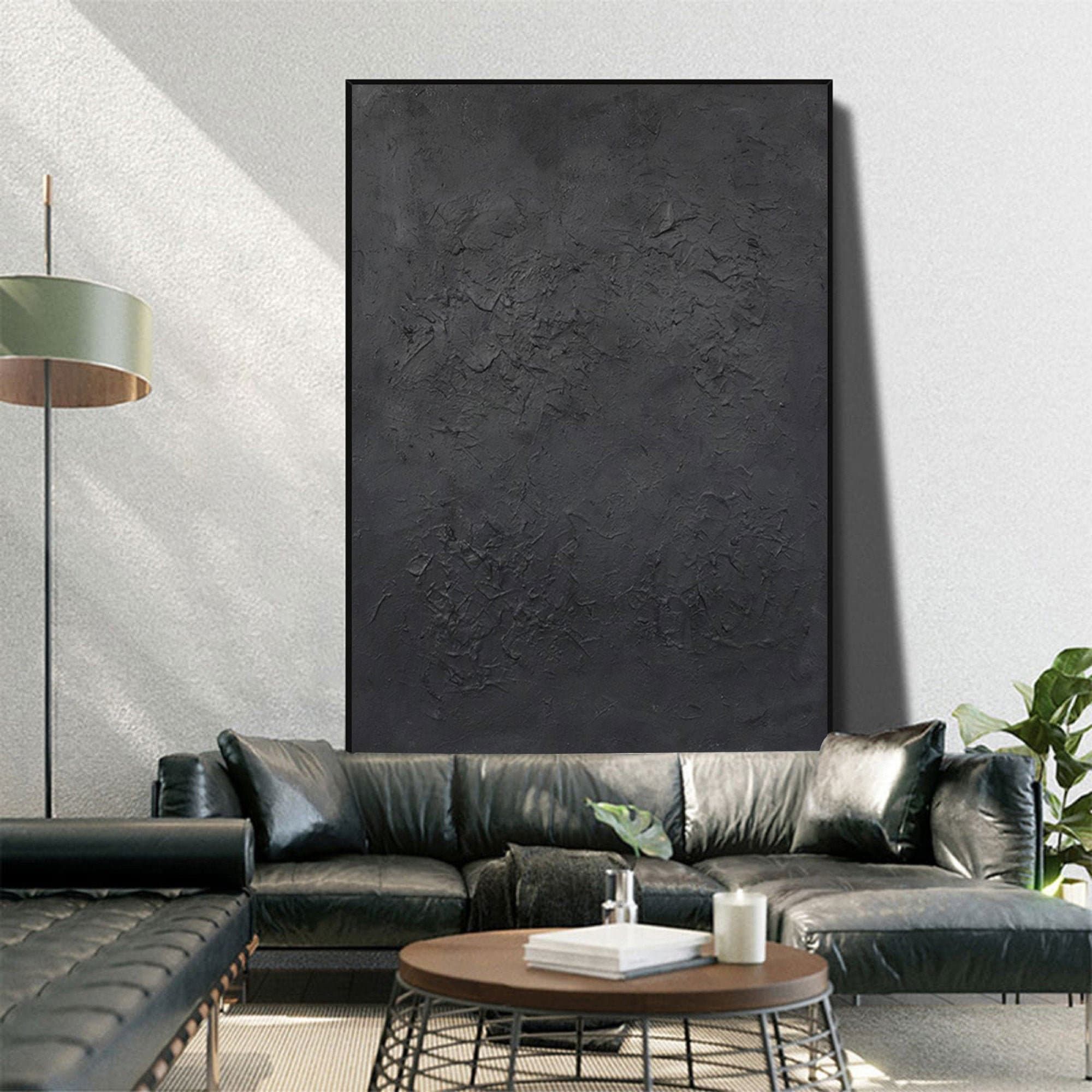Black Textured Wall Art Black Wall Art Black Abstract Painting – Etsy Intended For Black Minimalist Wall Art (View 3 of 15)