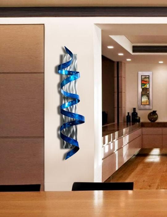 Blue Abstract Metal Wall Sculpture – Modern Metal Twist Art – Wall Hanging  – Home Decor – Wal… | Metal Wall Sculpture, Metal Tree Wall Art, Metal  Sculpture Wall Art Intended For Metal &amp; Glass Hanging Wall Art (Photo 4 of 15)