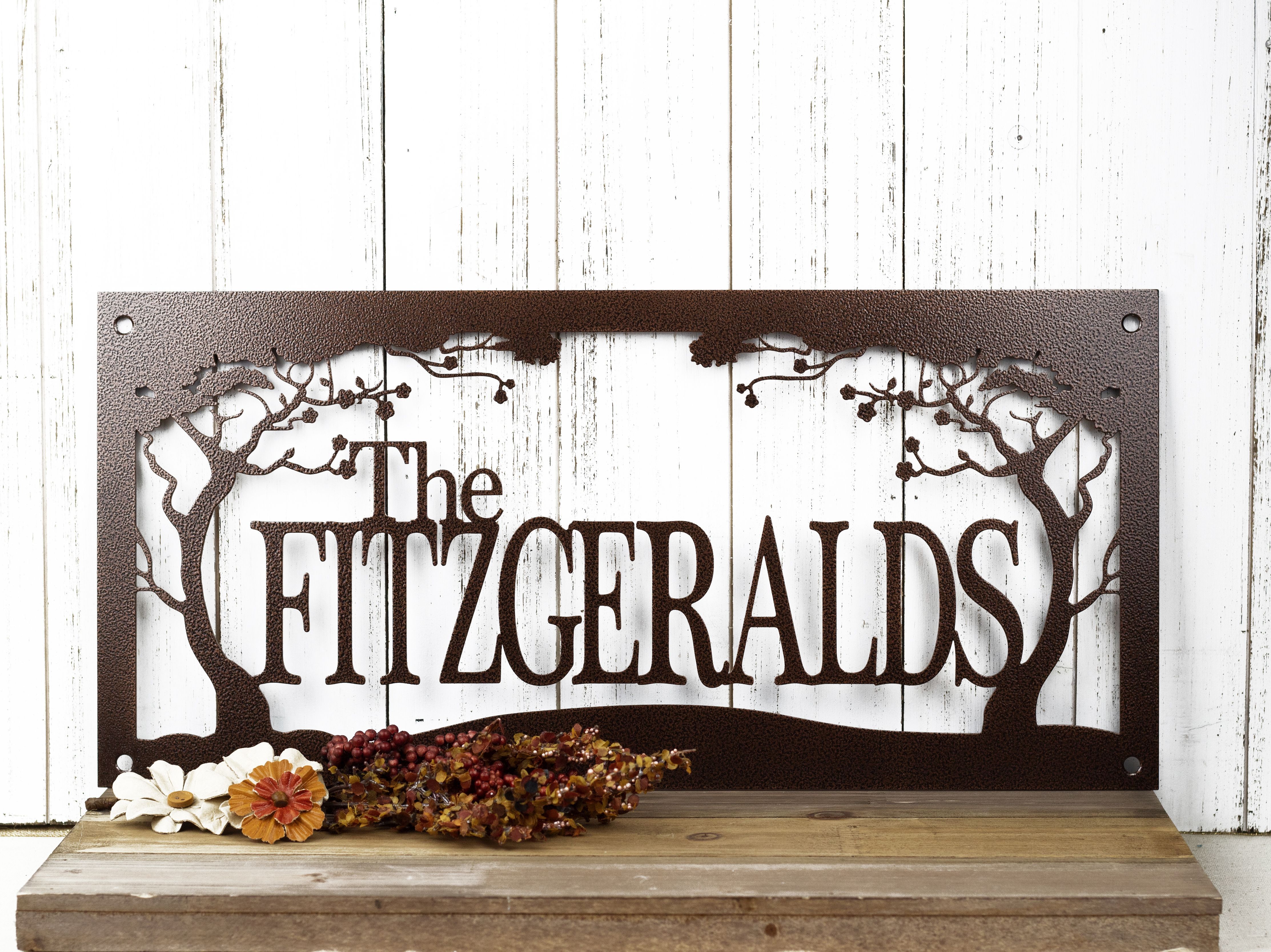 Buy Hand Crafted Personalized Family Name Metal Sign, Custom Wall Art With  Cherry Trees, Made To Order From Refined Inspirations, Inc (View 12 of 15)