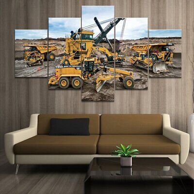 Construction Site Equipment Building 5 Panel Canvas Print Wall Art Home  Decor | Ebay Intended For Heavy Duty Wall Art (View 2 of 15)