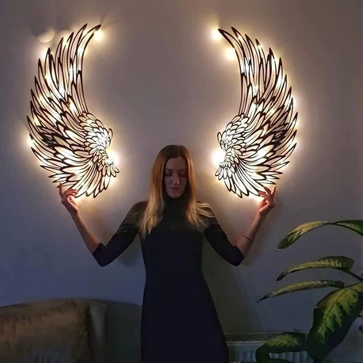 Décor Mural Metal Angel Wings, Led Angel Wings Wall Sculpture, Glowing Wing Art  Indoor Outdoor Wall Hanging | Fruugo Fr Throughout Indoor Outdoor Wall Art (Photo 8 of 15)