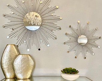 Decorative Starburst Mirrormetal Wall Mirrorwall Hanging – Etsy | Starburst  Mirror, Sunburst Mirror, Mirror Wall Art Within Starburst Jeweled Hanging Wall Art (Photo 8 of 15)