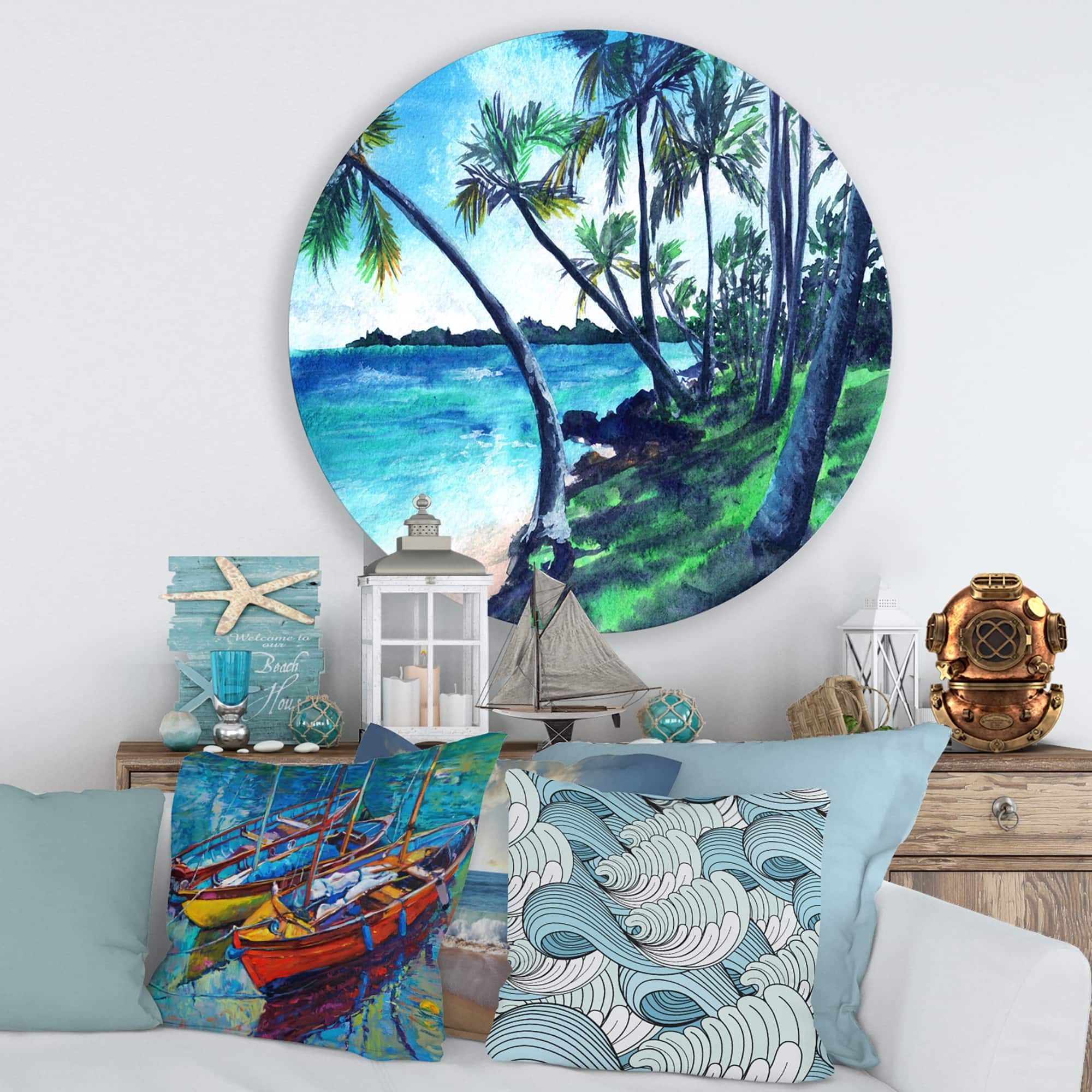 Designart – Tropical Beach In Summer Paradise – Nautical & Coastal Metal  Circle Wall Art | Michaels For Metal Coastal Ocean Wall Art (View 4 of 15)
