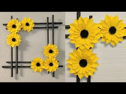 Diy | Paper Flower Wall Hanging | Sunflower Wall Decoration | Paper Craft |  Wall Hanging Home Decor – Youtube For Hanging Sunflower (View 11 of 15)