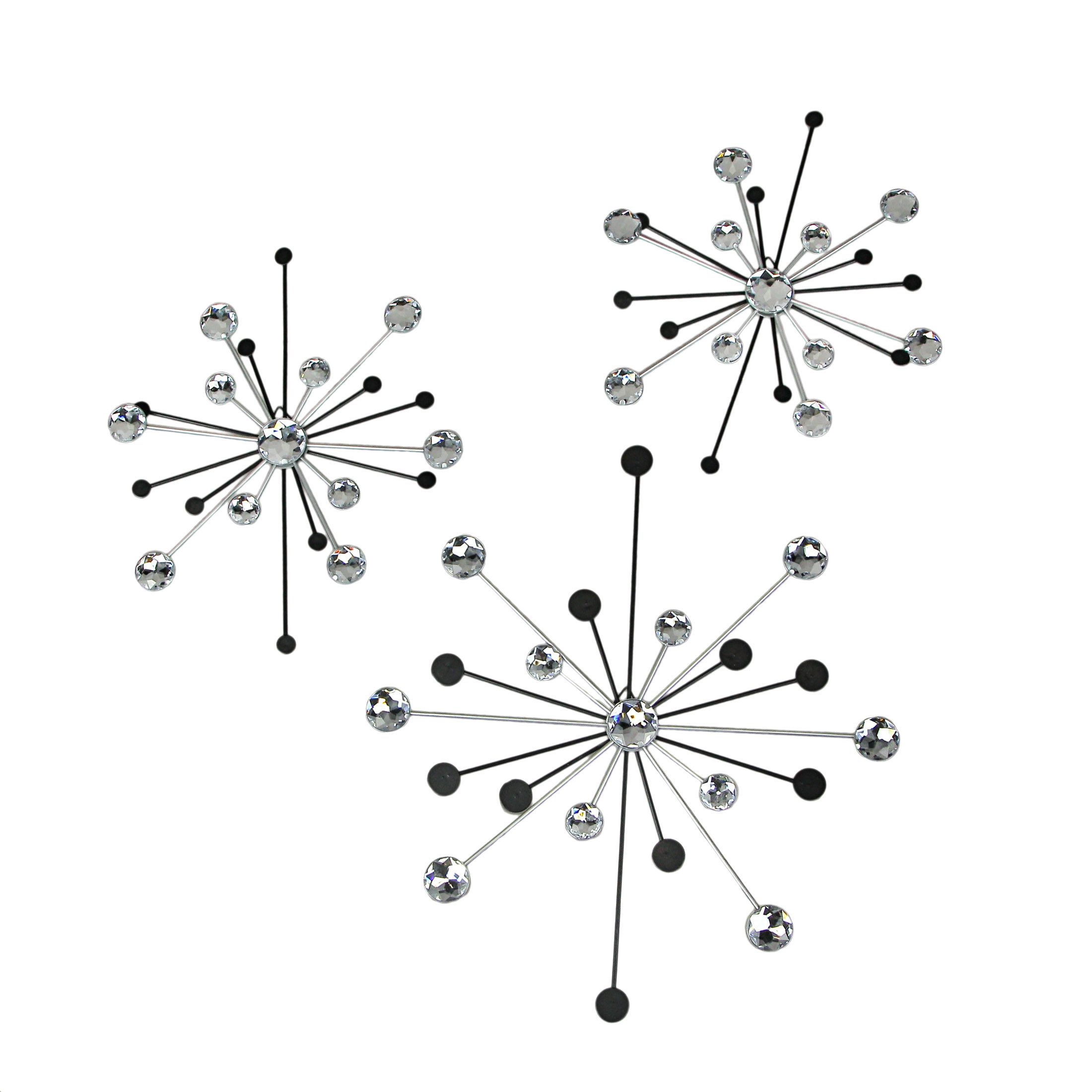 Everly Quinn 3 Piece Jeweled Atomic Starburst Wall Décor Set | Wayfair With Regard To Starburst Jeweled Hanging Wall Art (View 2 of 15)