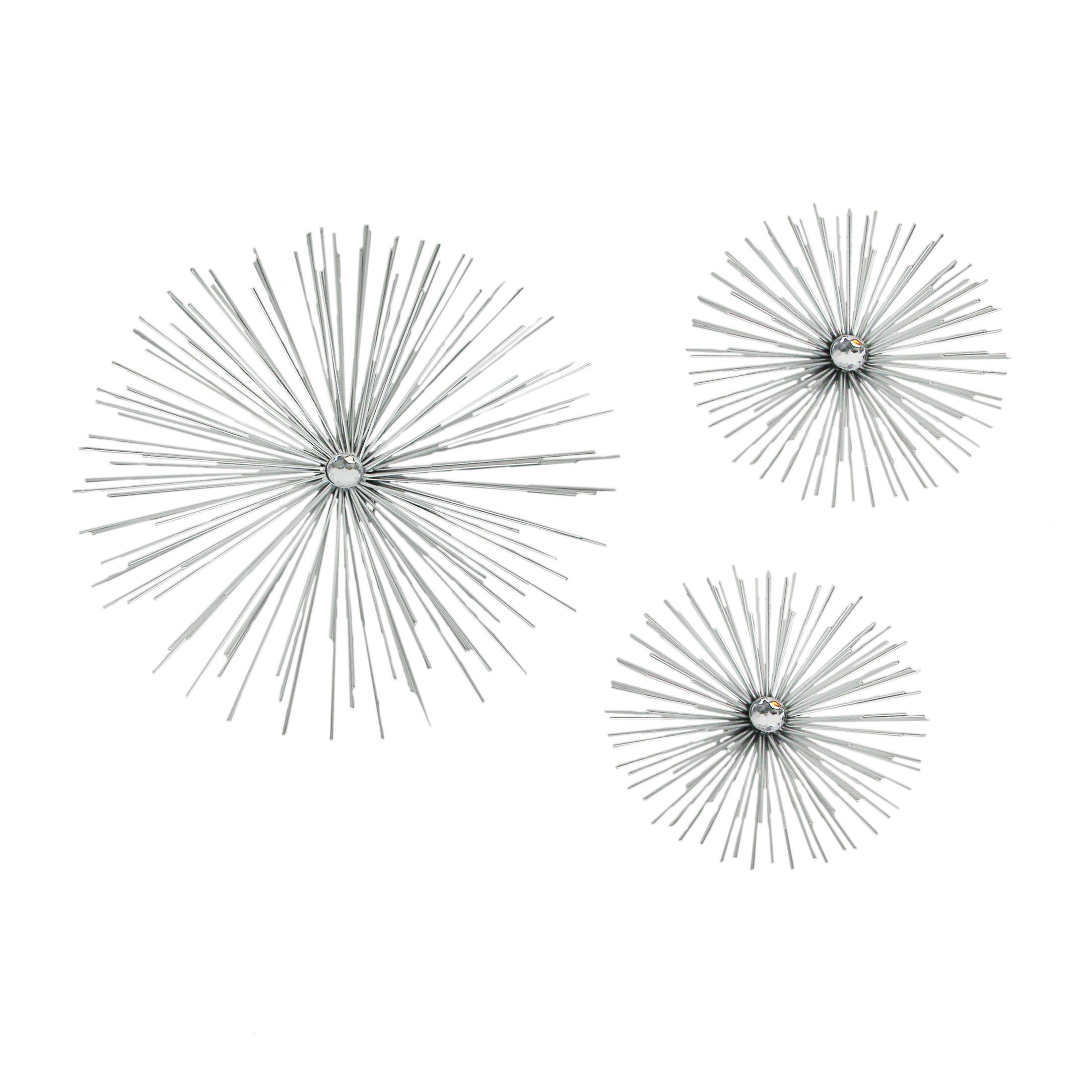 Everly Quinn 3 Piece Metal Jeweled Starburst Wall Décor Set | Wayfair Throughout Starburst Jeweled Hanging Wall Art (Photo 5 of 15)