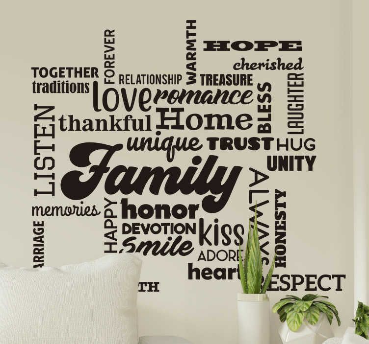 Family Words Home Text Wall Decor – Tenstickers Pertaining To Family Word Wall Art (Photo 1 of 15)