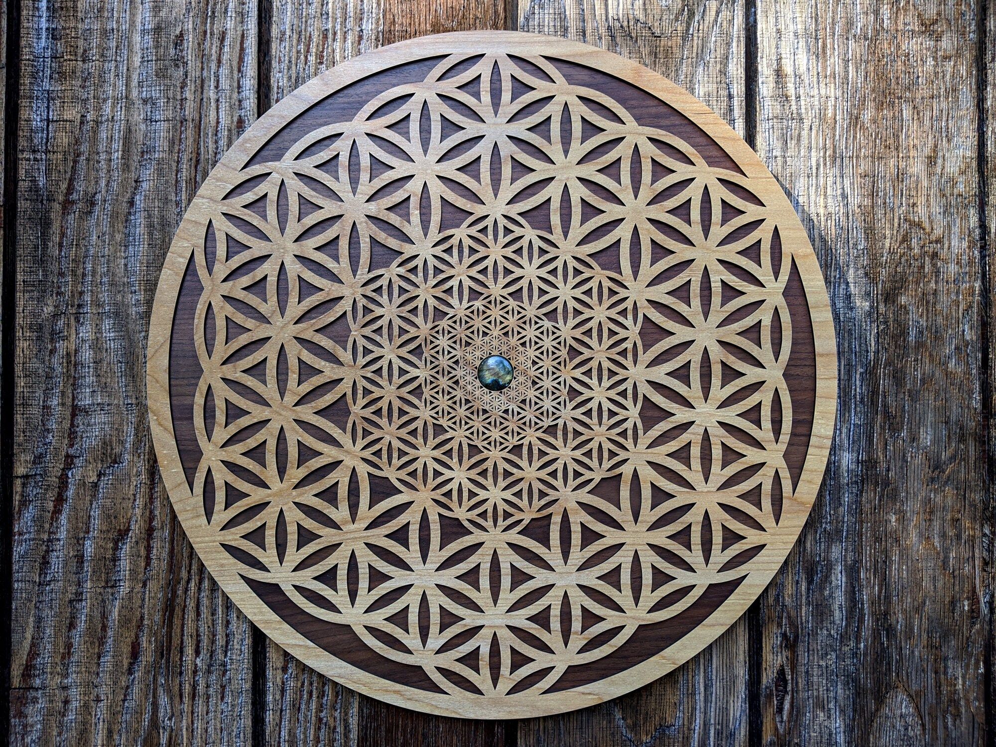 Flower Of Life Tesseract 22 2 Layer Intricate Wood – Etsy Intended For Intricate Laser Cut Wall Art (Photo 7 of 15)