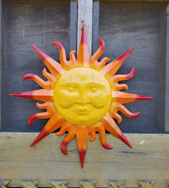 Garden Decor Metal Sun Wall Art Outdoor Wall Art Metal Sun – Etsy With Sun Face Metal Wall Art (View 3 of 15)