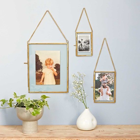 Glass And Metal Hanging Photo Frame Picture Frame – Etsy Sweden Throughout Metal &amp; Glass Hanging Wall Art (Photo 1 of 15)