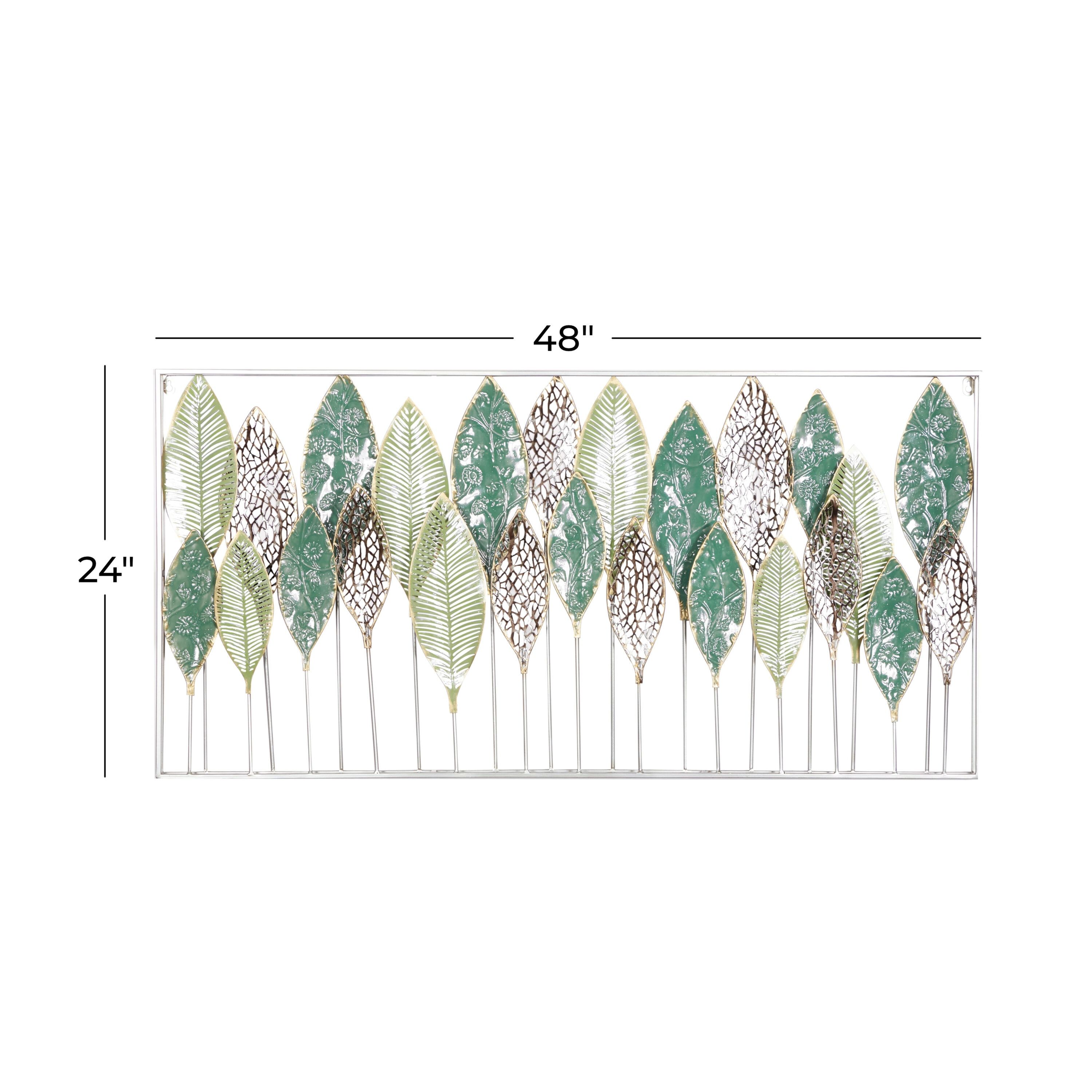 Grayson Lane 48.3 In W X 24 In H Metal Leaf Tall Cut Out With Laser Cut  Designs Nature Wall Sculpture In The Wall Accents Department At Lowes In Tall Cut Out Leaf Wall Art (Photo 12 of 15)