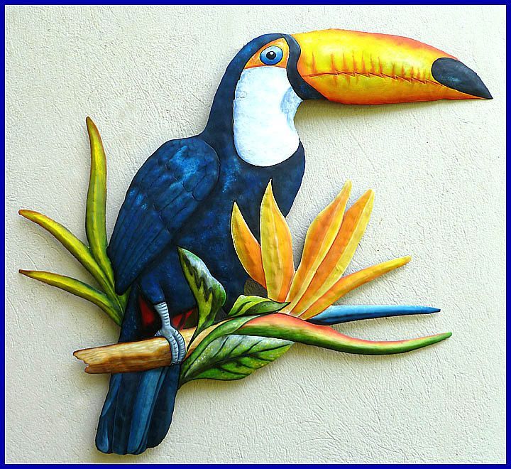Hand Painted Toucan Metal Art Tropical Wall Decor Painted – Etsy | Tropical  Wall Decor, Toucan Art, Tropical Art Inside Parrot Tropical Wall Art (View 10 of 15)