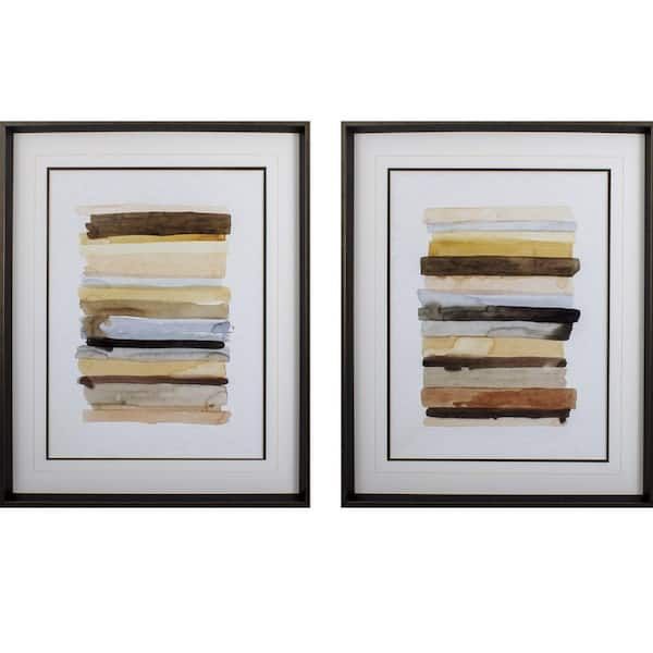 Homeroots 32 In. Neutral Arid Layers Abstract Framed Art (set Of 2)  2000387765 – The Home Depot Intended For 3 Layers Wall Sculptures (Photo 9 of 15)