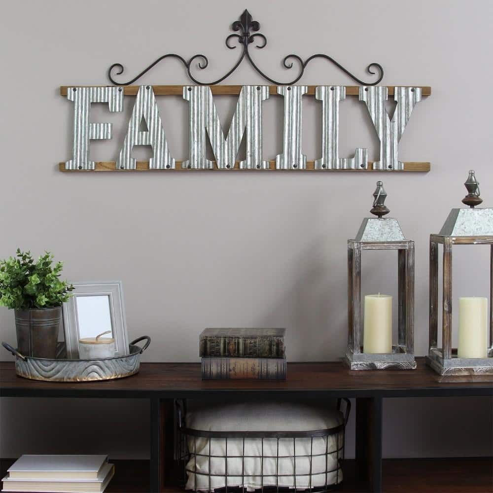 Homeroots Interwoven "family" Metal & Wood Wall Decor 321229 – The Home  Depot Within Family Wall Sign Metal (Photo 7 of 15)