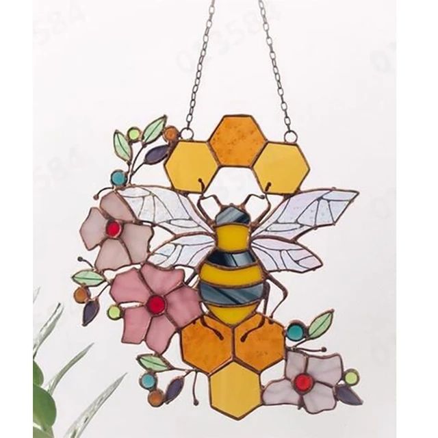Honey Bee Mosaic Handmade Home Decoration Wall Art Decoration Hanging  Window Bee Ornament For Outdoor Garden Indoor Decor Gifts   – Aliexpress  Mobile In Bee Ornament Wall Art (View 4 of 15)