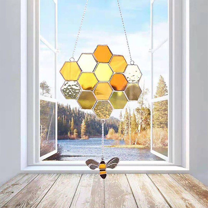 Honey Bee Mosaic Handmade Home Decoration Wall Art Decoration Hanging  Window Bee Ornament For Outdoor Garden Indoor Decor Gifts   – Aliexpress  Mobile Intended For Bee Ornament Wall Art (View 9 of 15)