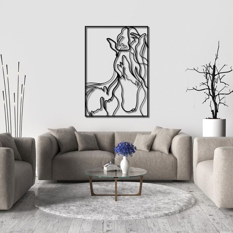 Horse Metal Wall Art | Home Decoration | Wall Painting | Monge Design |  Free Shipping | Pay At The Door | Monge Dizayn Regarding Large Single Line Metal Wall Art (Photo 12 of 15)