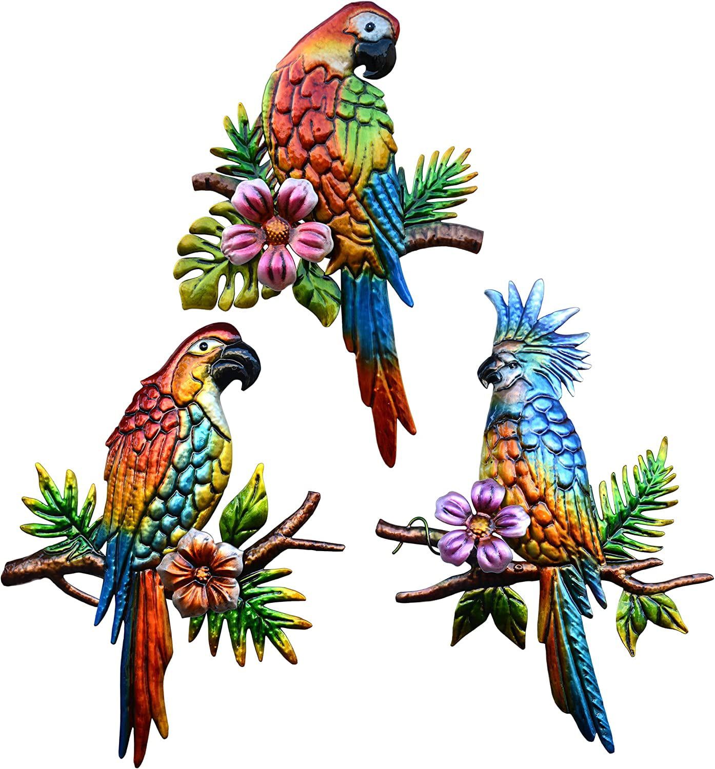 J Fly Parrot Tropical Wall Art Decor Metal Bird Wall Decor Outdoor  Decorations For Patio Wall Fence Garden Home Kitchen Balcony Tropical Bird  Macaw Wall Sculpture Hanging For Indoor Outdoor – Walmart In Bird Macaw Wall Sculpture (Photo 1 of 15)