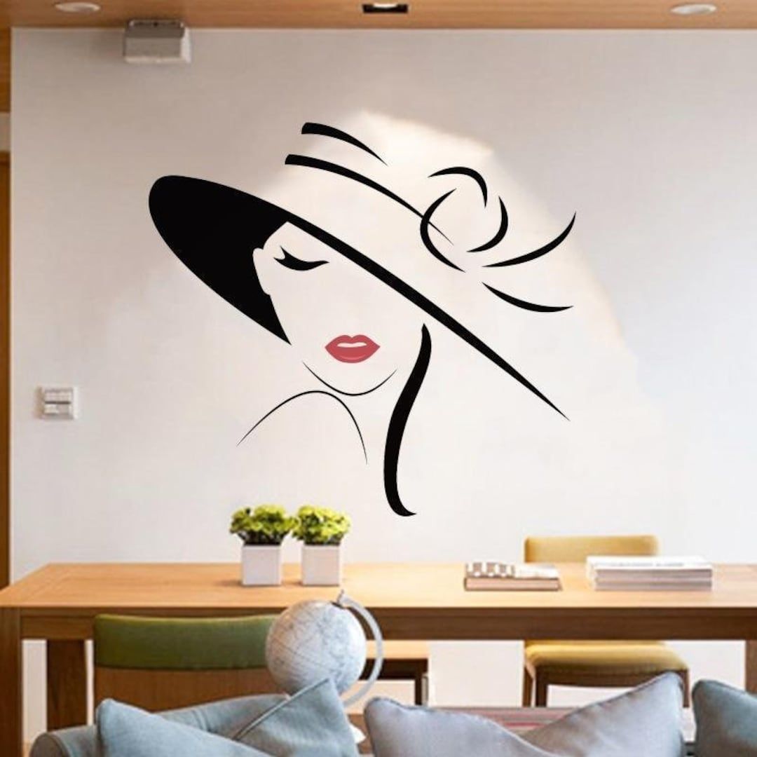 Lady Face Wall Art Stickers. Woman Face Wall Art Stickers. – Etsy Israel Intended For Women Face Wall Art (Photo 12 of 15)