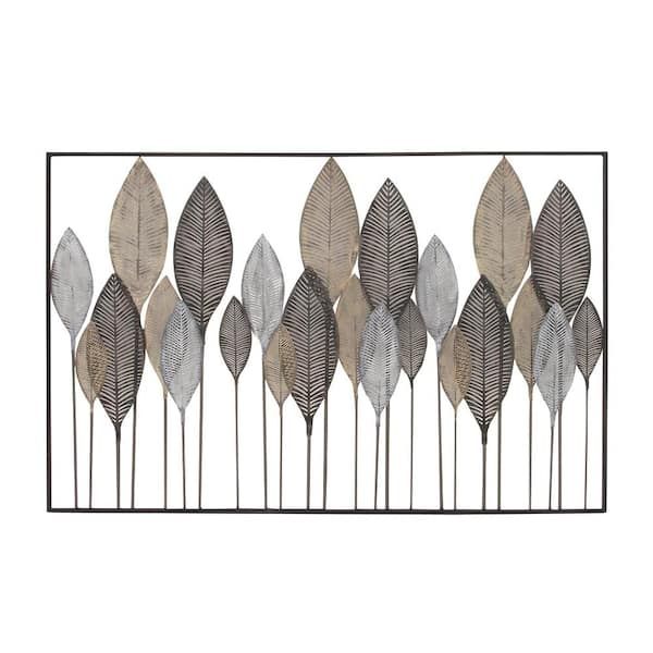 Litton Lane Leaf Tall Cut Out Bronze Wall Decor With Intricate Laser Cut  Designs 65650 – The Home Depot Throughout Intricate Laser Cut Wall Art (View 9 of 15)