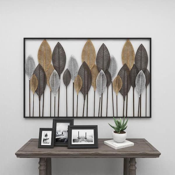 Litton Lane Leaf Tall Cut Out Bronze Wall Decor With Intricate Laser Cut  Designs 65650 – The Home Depot With Regard To Tall Cut Out Leaf Wall Art (View 5 of 15)