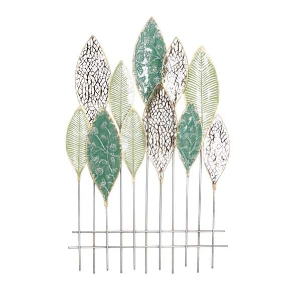 Litton Lane Metal Green Tall Cut Out Leaf Wall Decor With Intricate Laser  Cut Designs 43447 – The Home Depot Inside Intricate Laser Cut Wall Art (View 5 of 15)