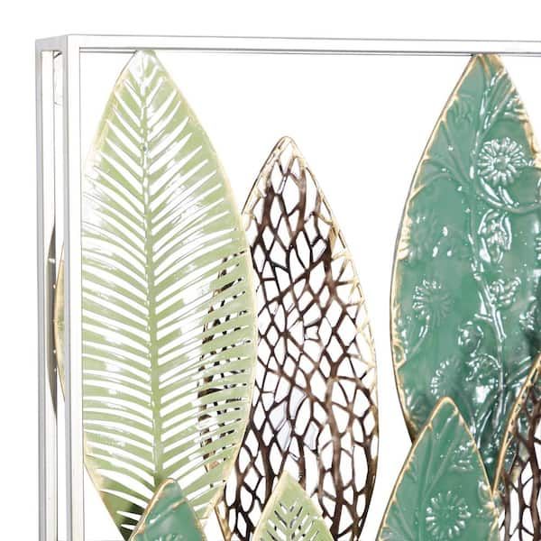 Litton Lane Metal Green Tall Cut Out Leaf Wall Decor With Intricate Laser  Cut Designs 43448 – The Home Depot In Tall Cut Out Leaf Wall Art (View 13 of 15)