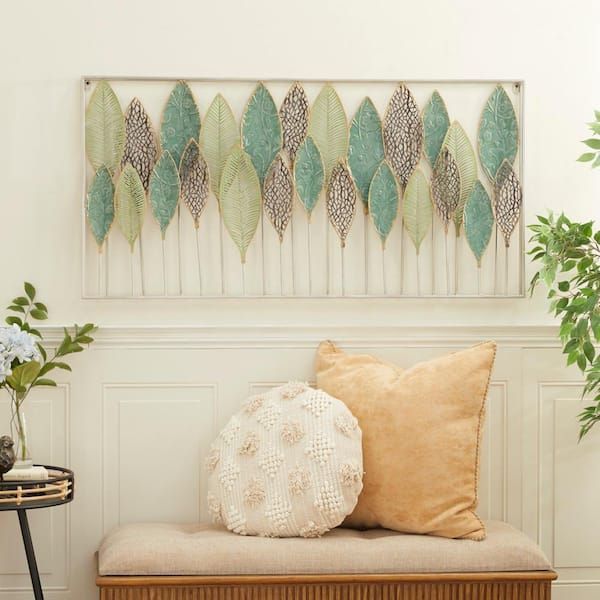 Litton Lane Metal Green Tall Cut Out Leaf Wall Decor With Intricate Laser  Cut Designs 43448 – The Home Depot In Tall Cut Out Leaf Wall Art (View 8 of 15)