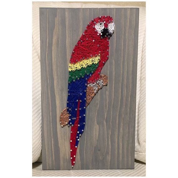 Made To Order Macaw String Art Parrot Decor Bird Wall Art – Etsy Italia Pertaining To Bird Macaw Wall Sculpture (Photo 2 of 15)