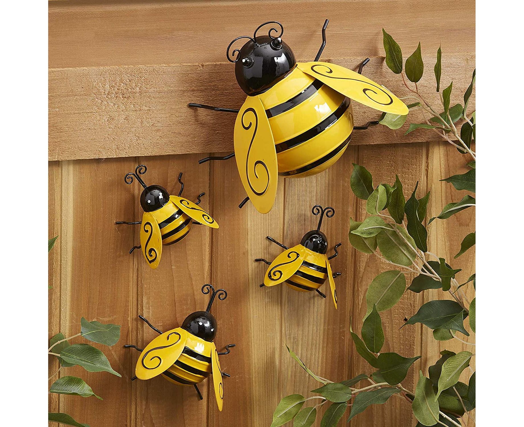 Metal Bee Decor Bumble Bee Garden Accents 3d Honey Bee Wall Ornament Lawn  Yard Fence Funny Cute Bee Figurines – Set Of 4 | Catch (View 12 of 15)