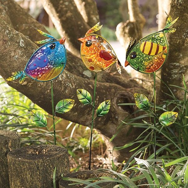 Metal Bird Garden Stakes | What On Earth Regarding 3d Metal Colorful Birds Sculptures (Photo 14 of 15)