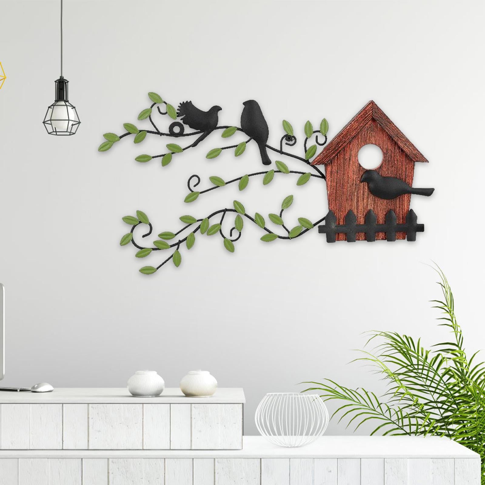 Metal Birds Wall Decor Birdhouse Art Farmhouse Decorations Sculpture  Ornament Rustic Hanging For Bedroom Indoor Backyard Holiday Gift Patio  Brown 39cmx21.5cm – Walmart Intended For Farmhouse Ornament Wall Art (Photo 13 of 15)